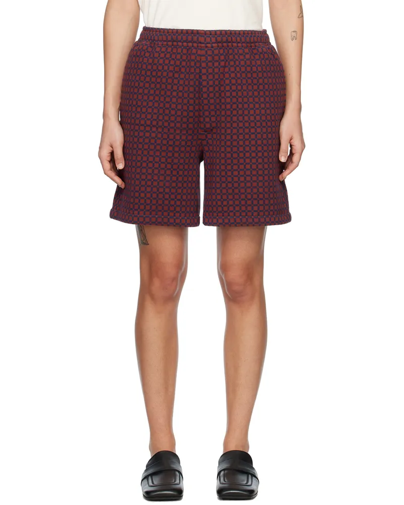 BODE Navy & Burgundy Jacquard Shorts Navy