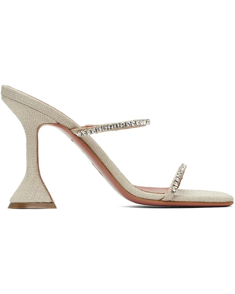 Amina Muaddi Beige Gilda Heeled Sandals Beige