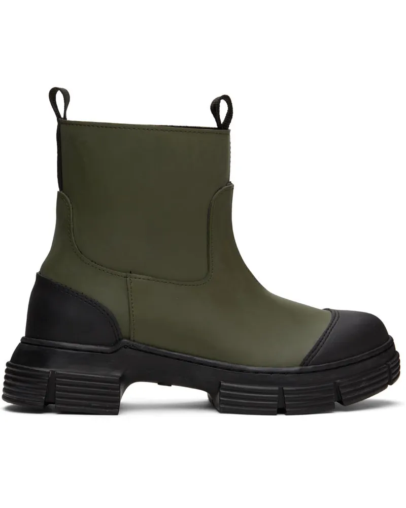 Ganni Khaki Rubber Ankle Boots 861