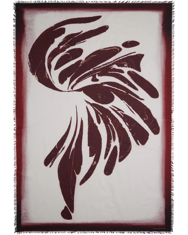 Dries van Noten Burgundy & Gray Printed Scarf 358