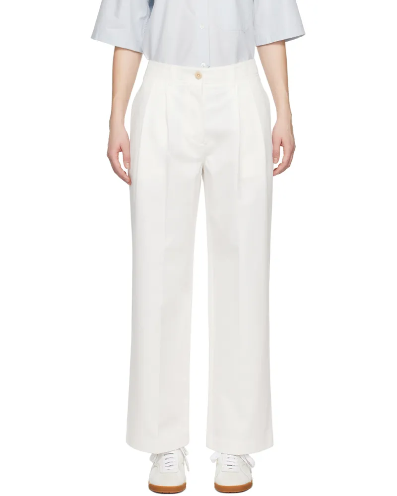 Totême White Relaxed Trousers 047