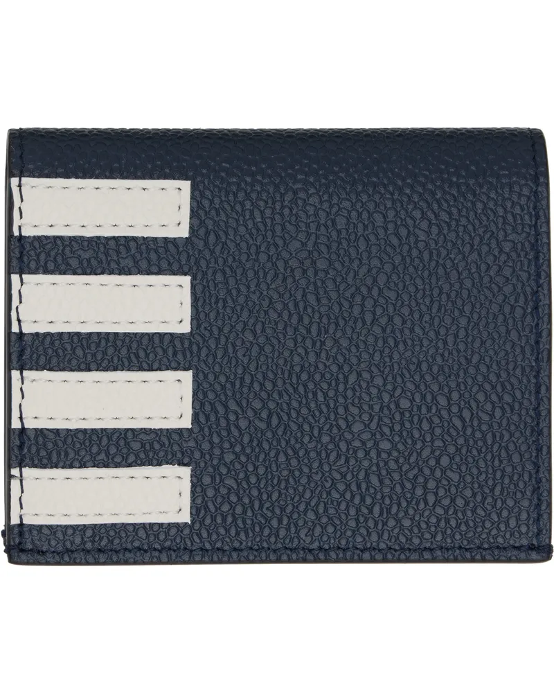 Thom Browne Navy Pebble Grain 4-Bar Double Card Holder 415navy