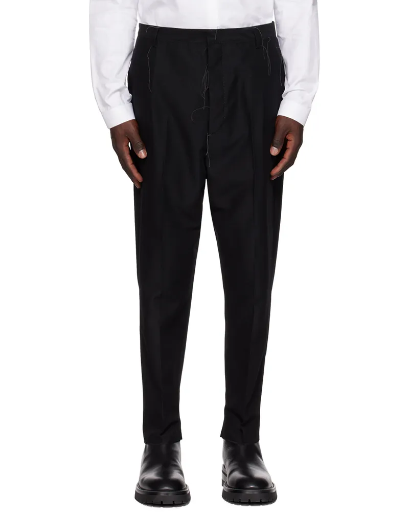 NICOLAS ANDREAS TARALIS Black Single-Pleat Trousers 0