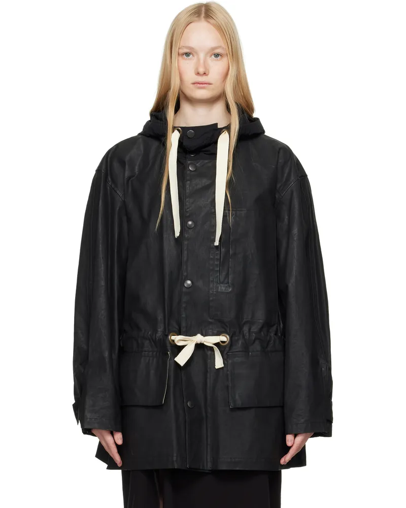 Christophe Lemaire Black Hooded Parka Jacket Bk999