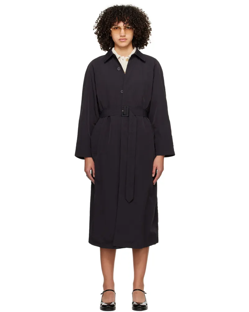 A.P.C. Black Crinkled Trench Coat Lzz