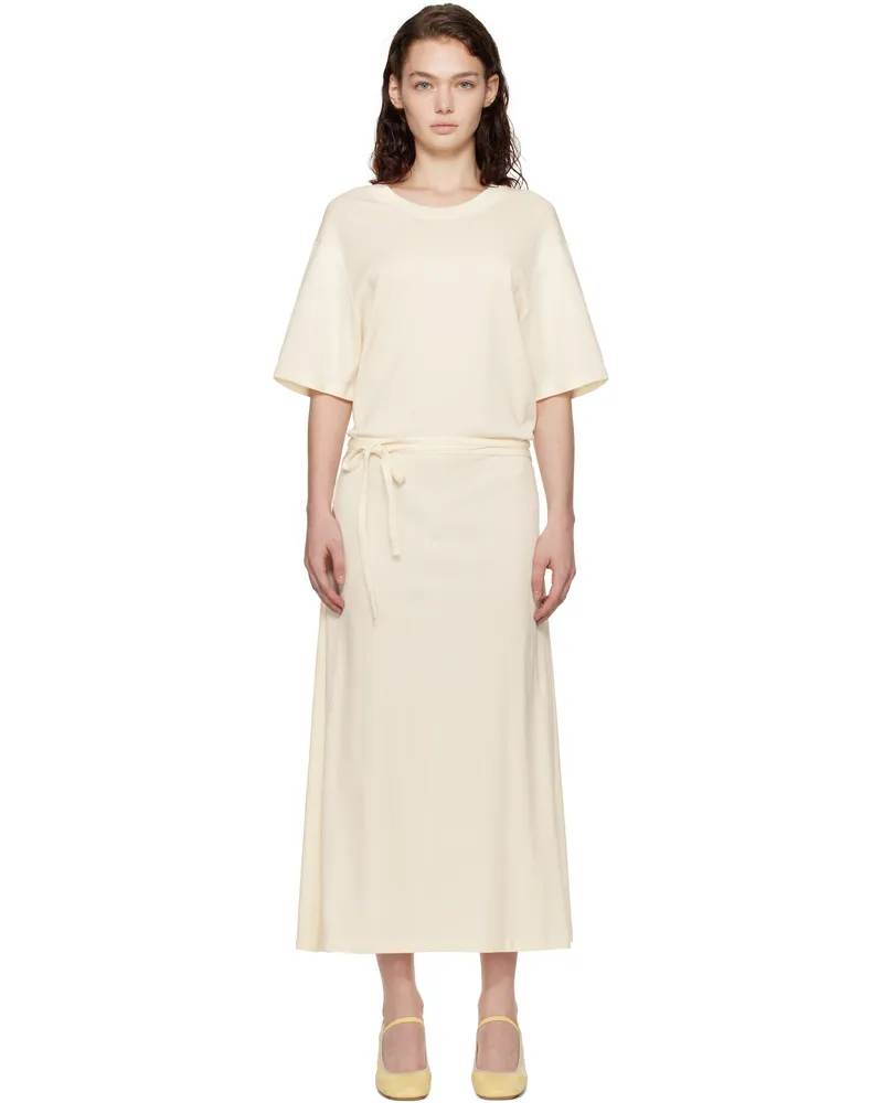 Christophe Lemaire Off-White Belted Rib T-shirt Midi Dress Wh048