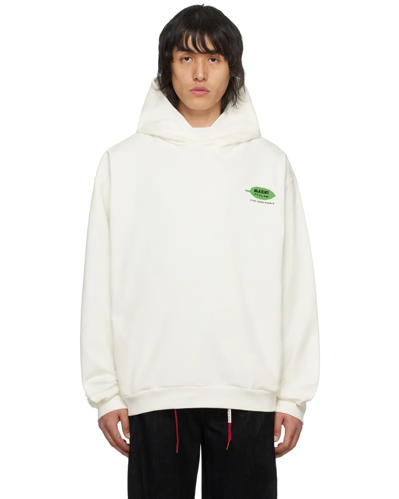 Marni White Flower Puzzle Hoodie Fww02