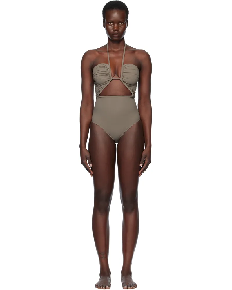 Rick Owens Gray Hollywood Prong Bather Swimsuit 34