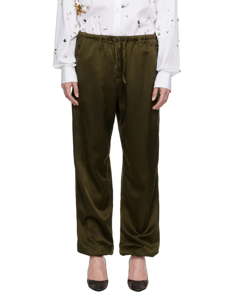 Dries van Noten Khaki Drawstring Trousers 606