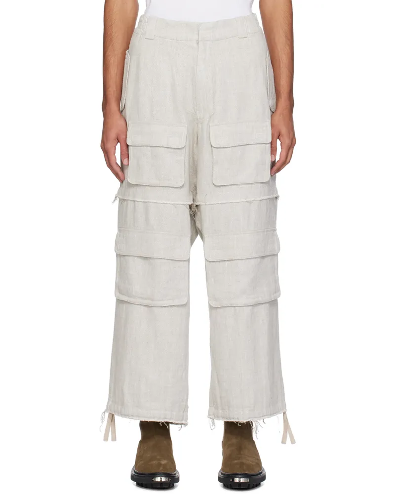 MISBHV Gray Raw Edge Cargo Pants Off