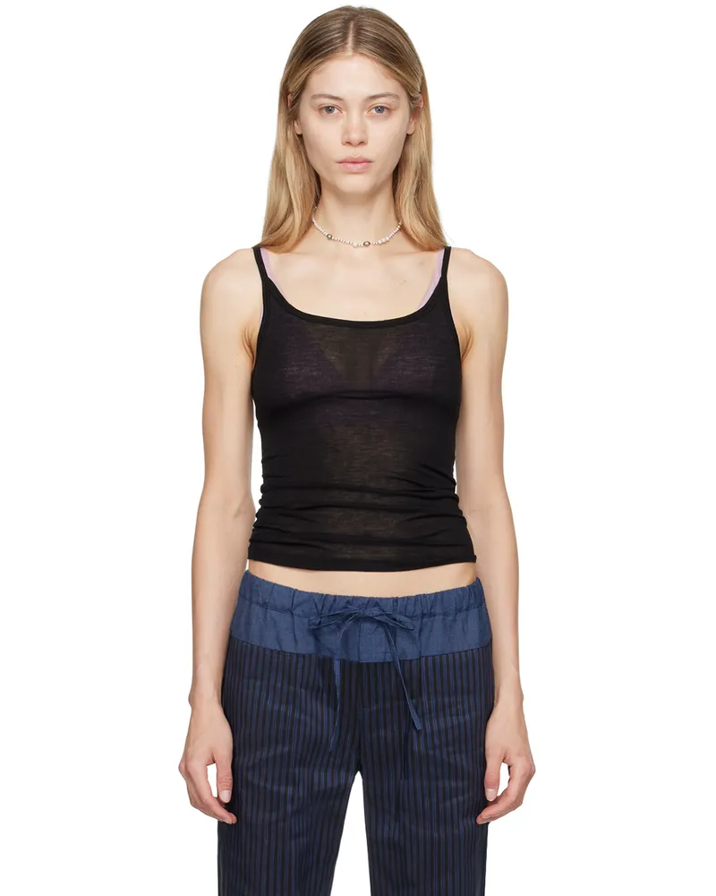 Baserange Black Bamboo Lyocell Tank Top Black