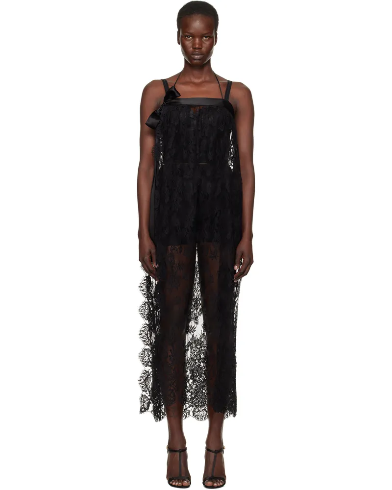 Dolce & Gabbana Black Calf-Length Chantilly Lace Midi Dress N0000