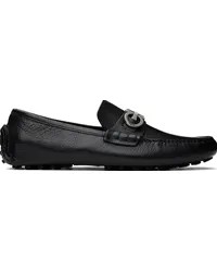 Ferragamo Black Gancini Ornament Loafers Nero