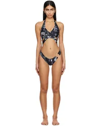 Louisa Ballou Gray Starburst One-Piece Swimsuit Painted