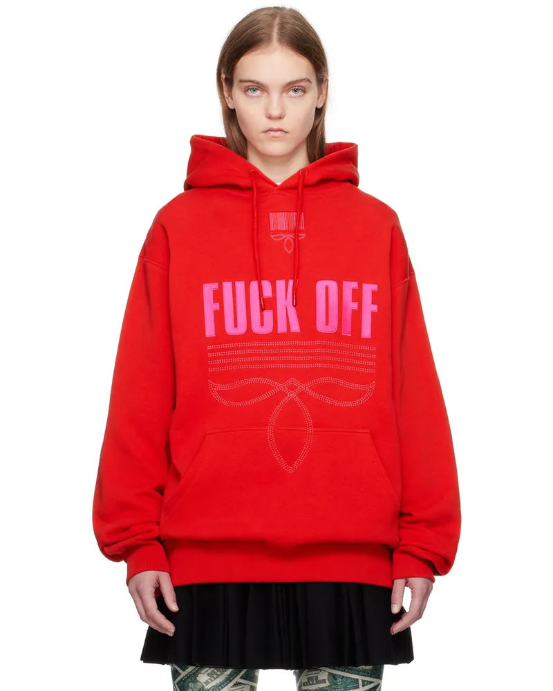 VTMNTS Red Embroidered Hoodie Red