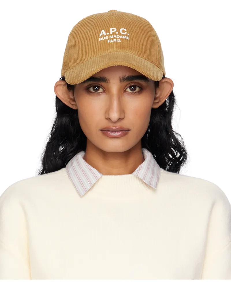 A.P.C. Tan Charlie 'Rue Madame' Baseball Cap Caf