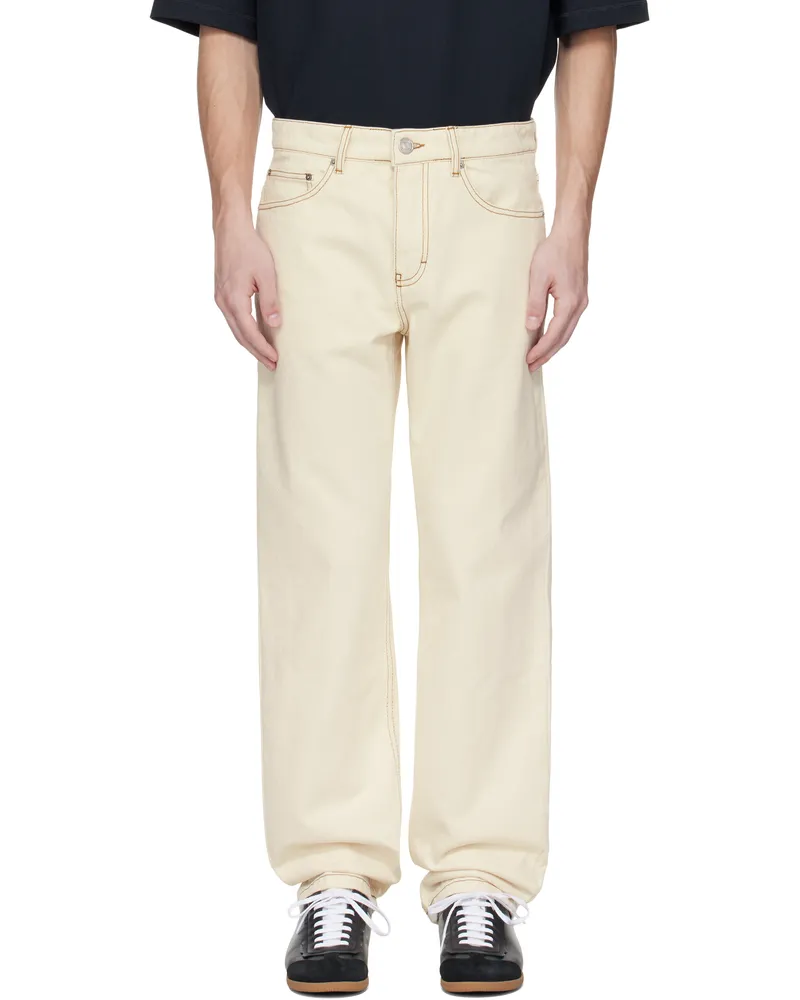 AMI Paris Beige Cotton Classic Fit Jeans 136
