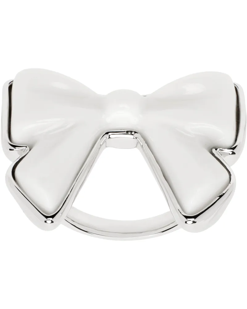 SHUSHU/TONG Silver & White YVMIN Edition Ceramics Bowknot Ring White