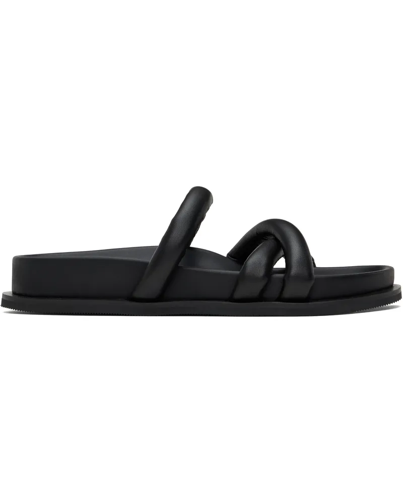 St. Agni Black Soft Cross Strap Slippers Black