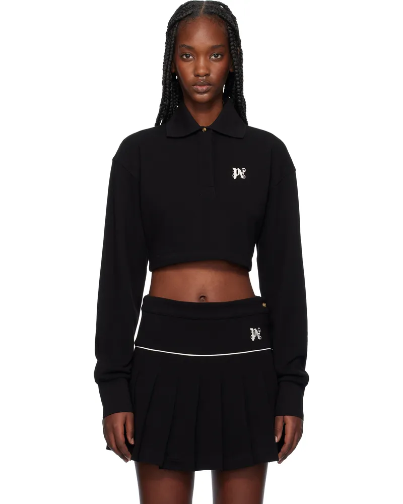 Palm Angels Black Monogram Cropped Polo Black