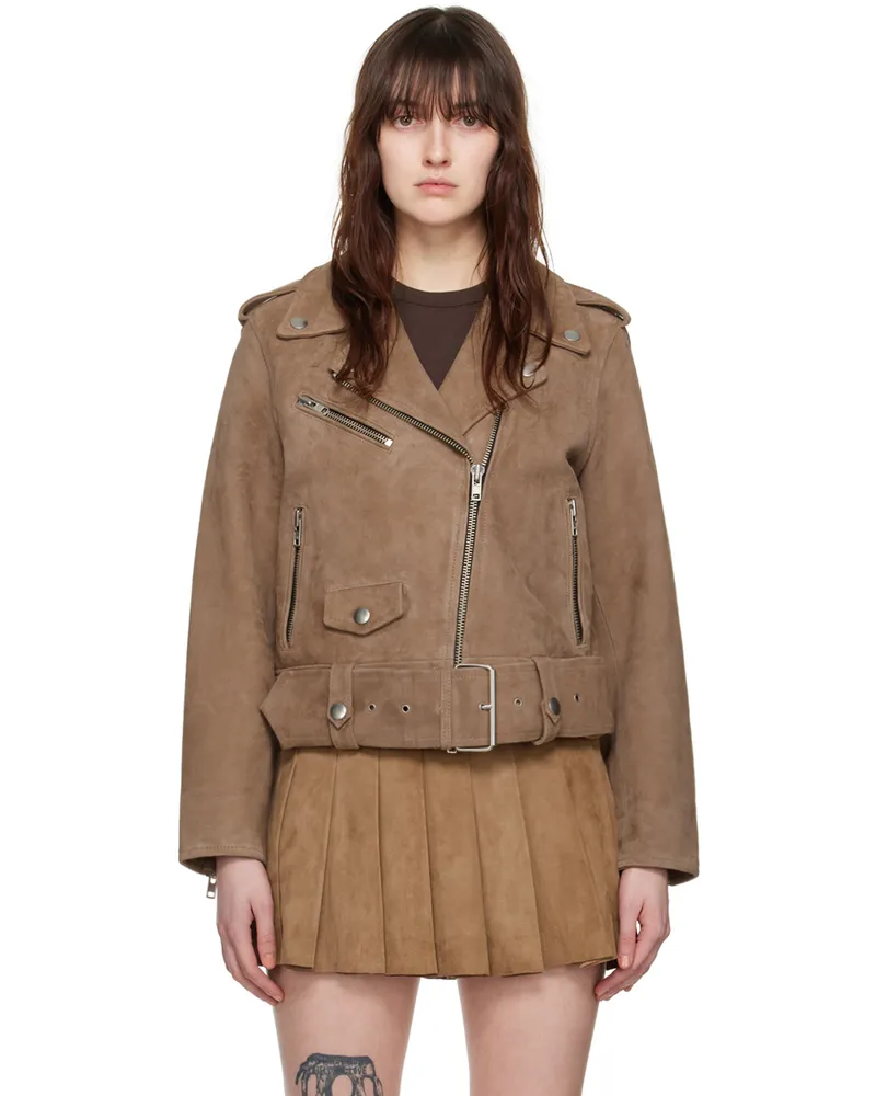 STAND Tan Icon Suede Jacket Sandstone