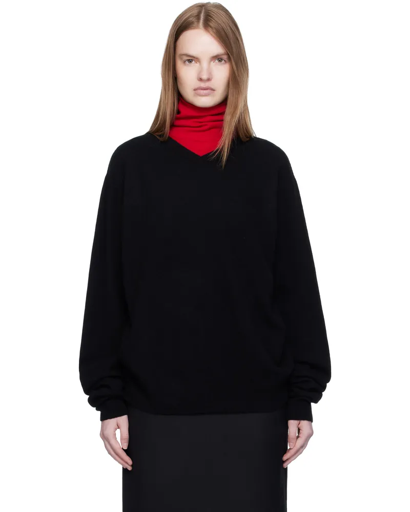 Arch The Black Cashmere V-Neck Pullover Sweater Black