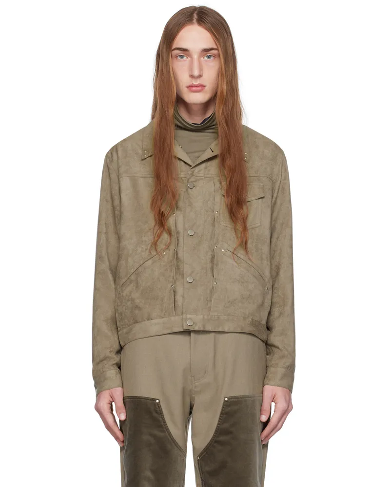 Youth Gray Pleated Faux-Suede Jacket Grey