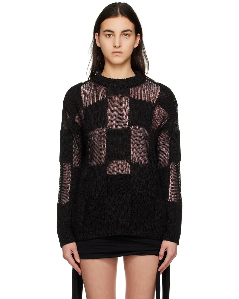OPEN YY Black Check Sweater Black