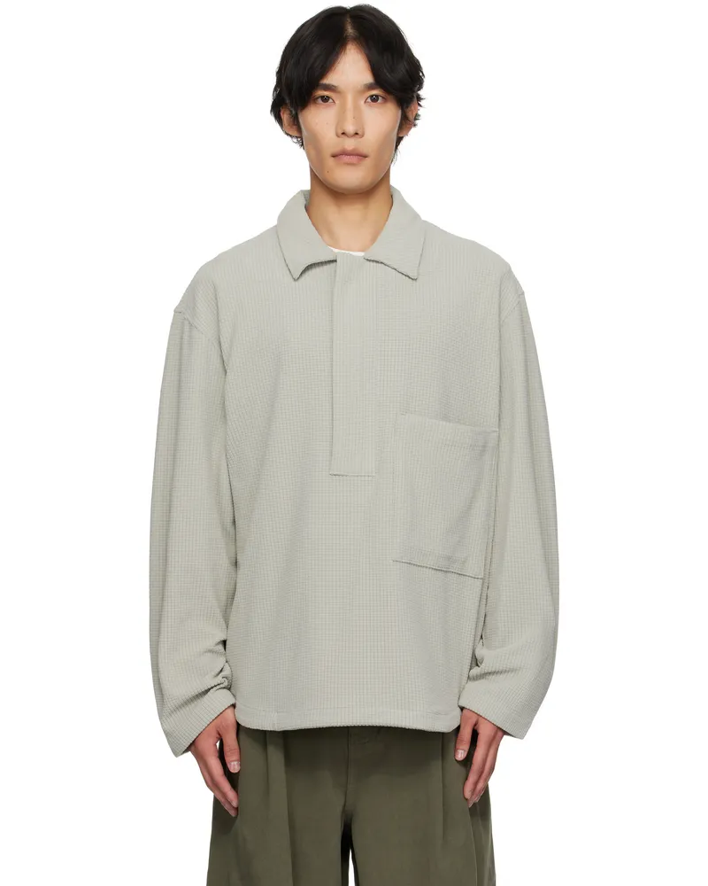 LE 17 SEPTEMBRE Gray Waffle Half-Zip Polo Gray