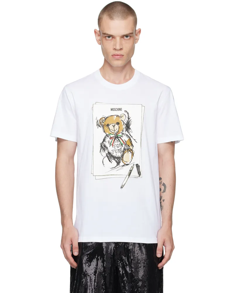 Moschino White Teddy Bear T-Shirt Multi