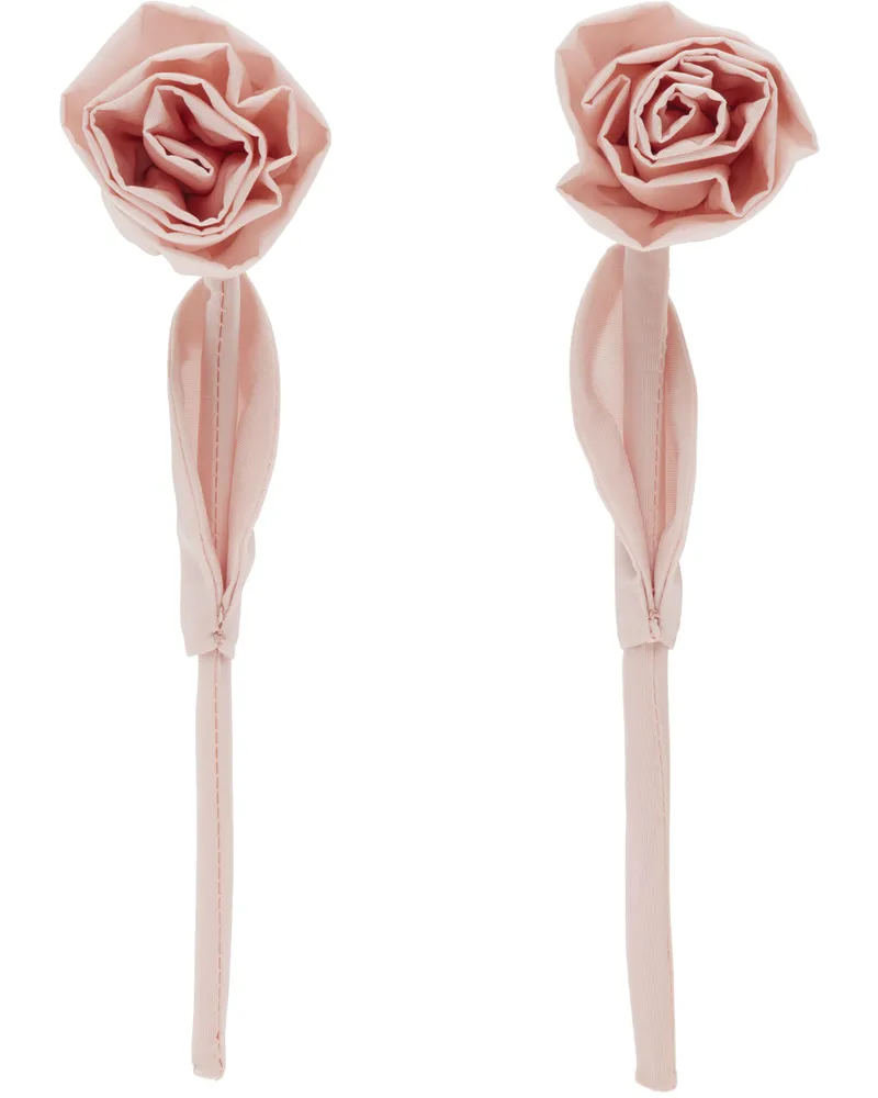 Simone Rocha Pink Rose Earrings Rose