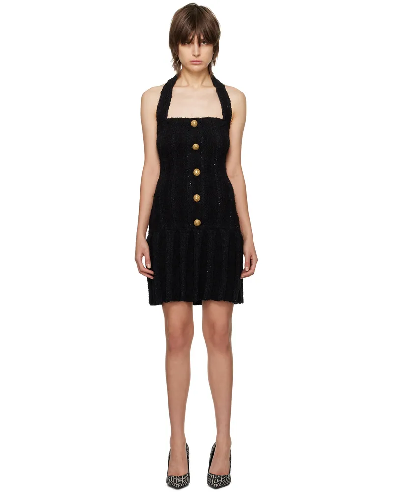Balmain Black Halter Minidress 0pa