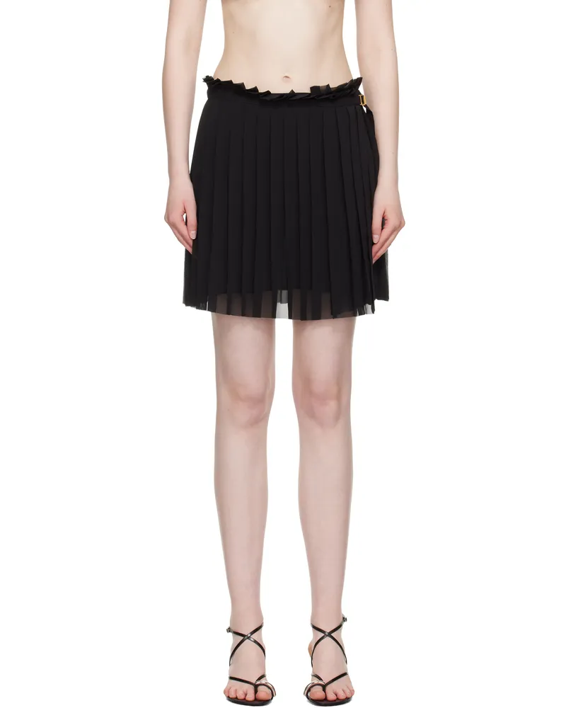 AMI Paris Black Pleated Miniskirt Wool