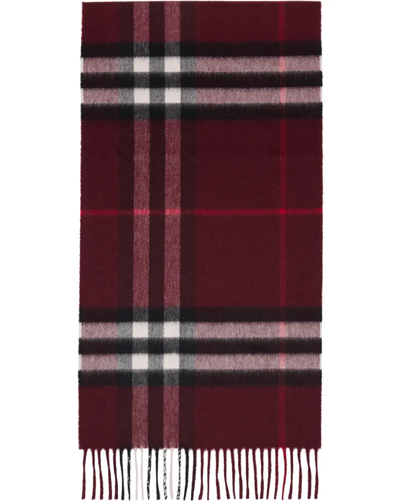 Burberry Burgundy Check Cashmere Scarf Oxblood