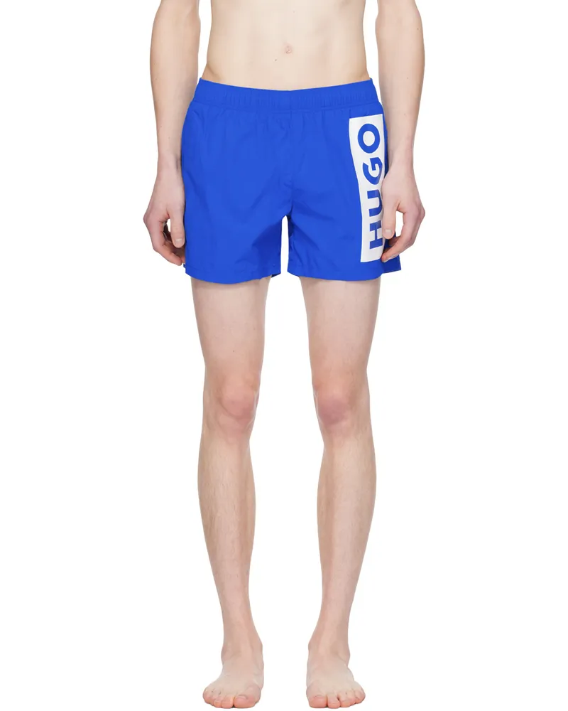 HUGO BOSS Blue Printed Swim Shorts 493-open
