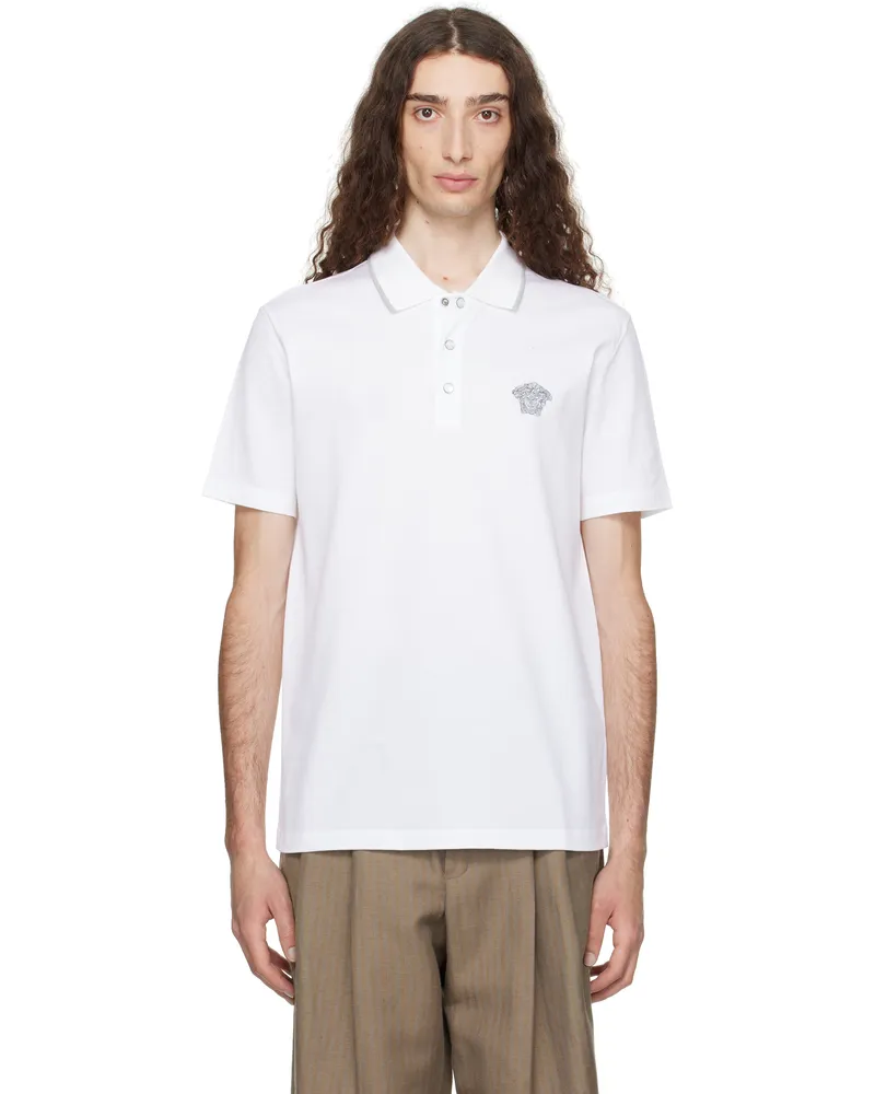 Versace White Embroidered Polo 1w000-optical