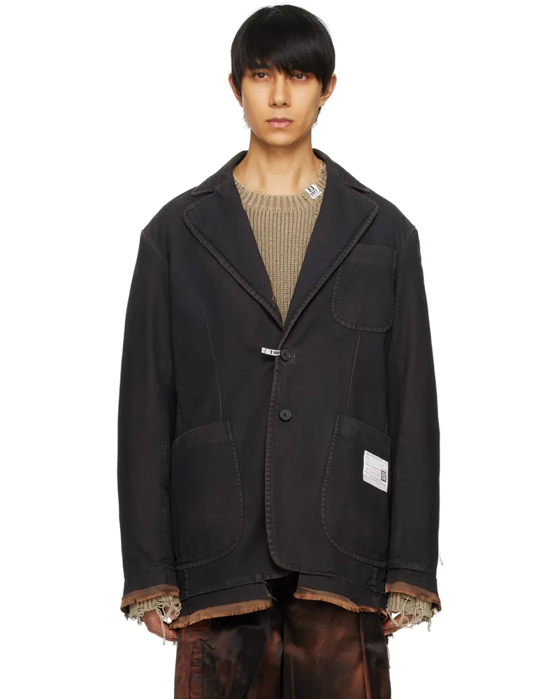 MIHARAYASUHIRO Black Frayed Denim Blazer Black