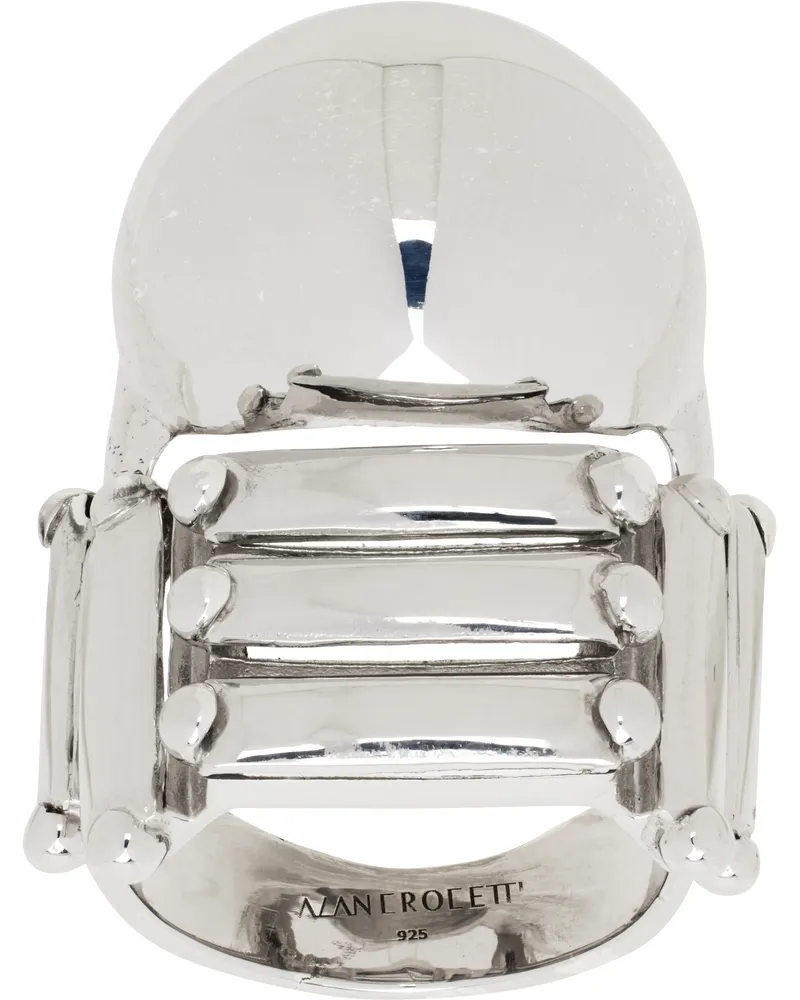 Alan Crocetti Silver Armadillo Armour Ring Rhodium