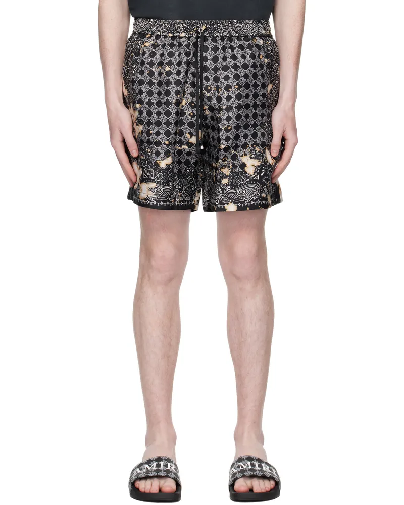 Amiri Black Bleach Bandana Shorts Black