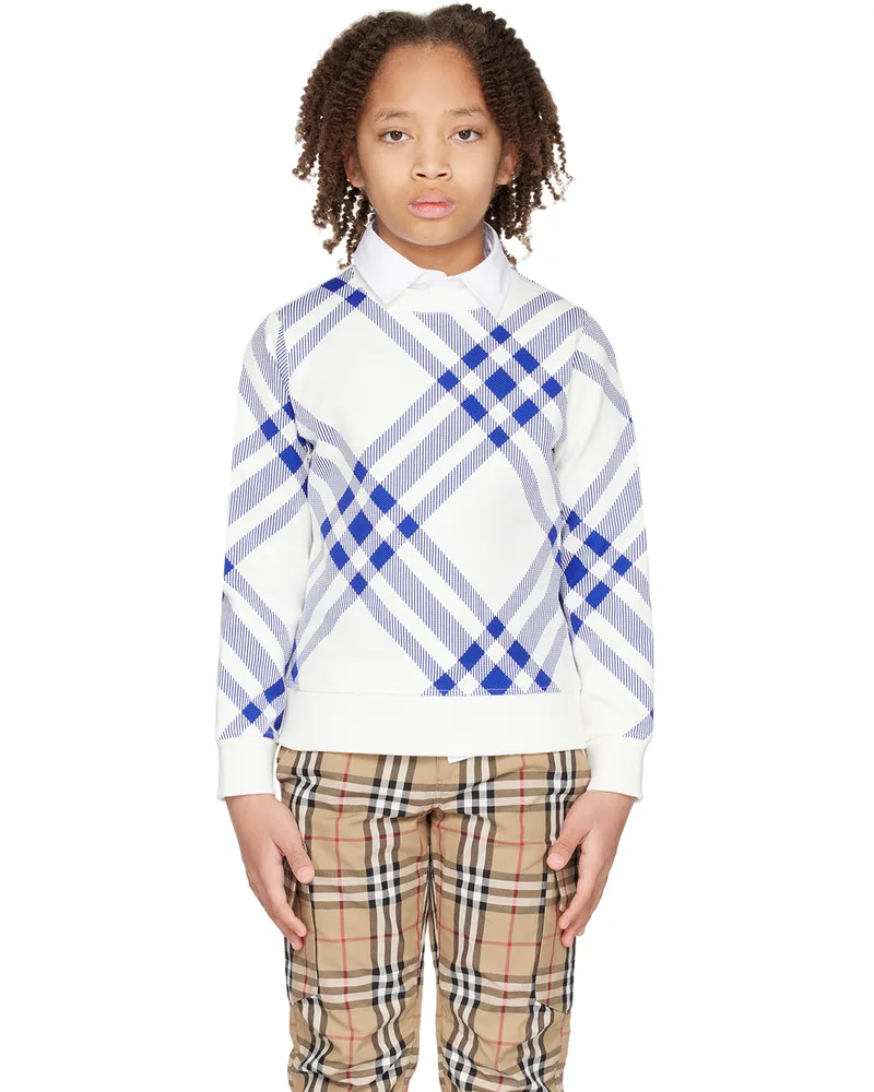 Burberry Kids Blue & White Check Sweatshirt Knight