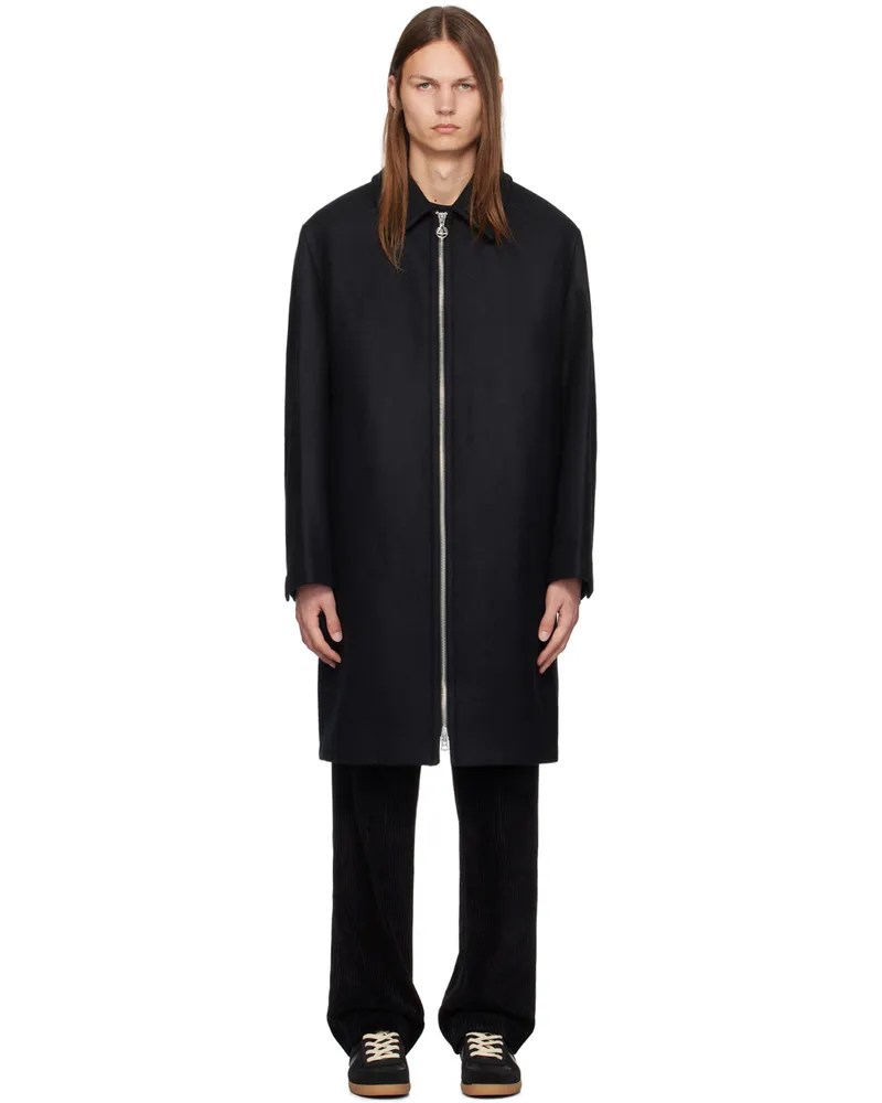 SOLID HOMME Black Spread Collar Coat 105b