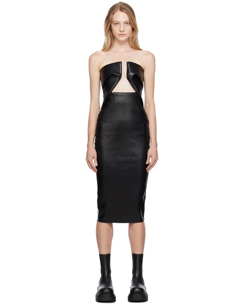 Rick Owens Black Prong Denim Midi Dress Black