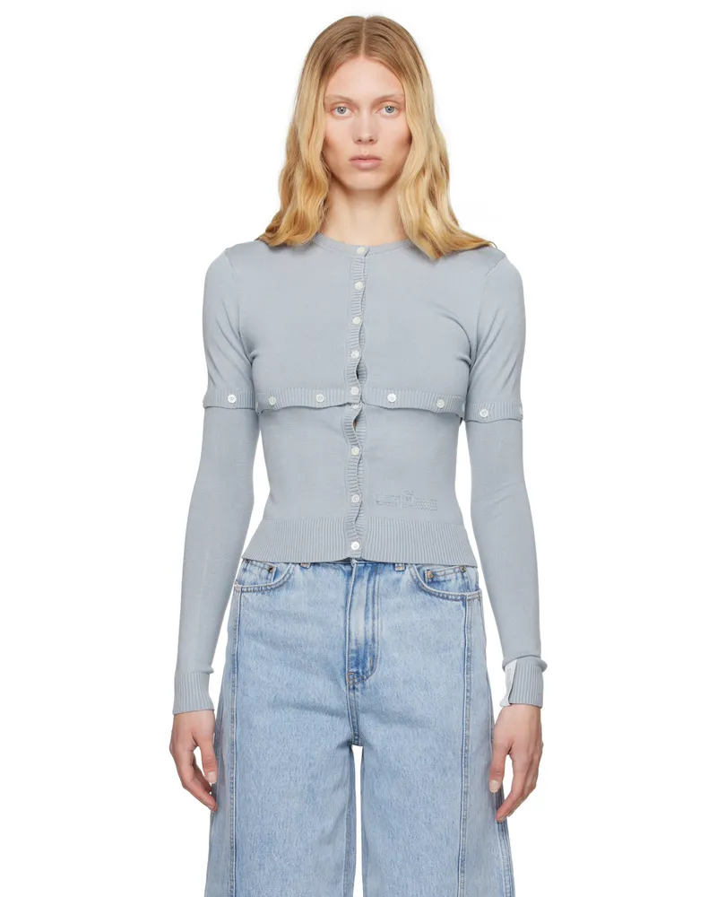 Rokh Blue Multi Button Layer Cardigan Vm