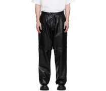 Black Zip Panel Leather Pants