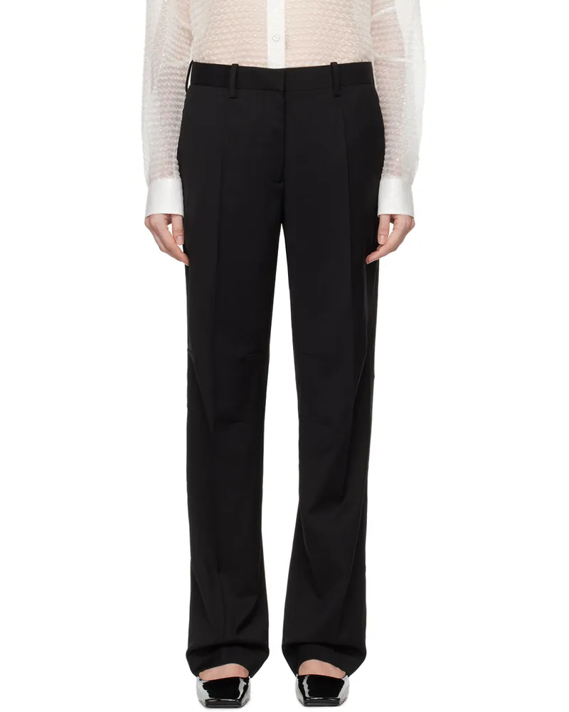 Helmut Lang Black Curved Car Trousers Black