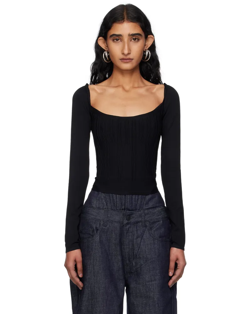 Thierry Mugler Black Ottoman Knit T-shirt 1999