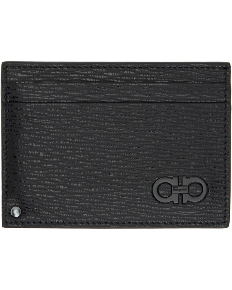 Ferragamo Black Gancini Card Holder Nero