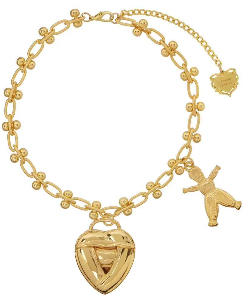 CHOPOVA LOWENA Gold Knotted Heart Necklace Gold