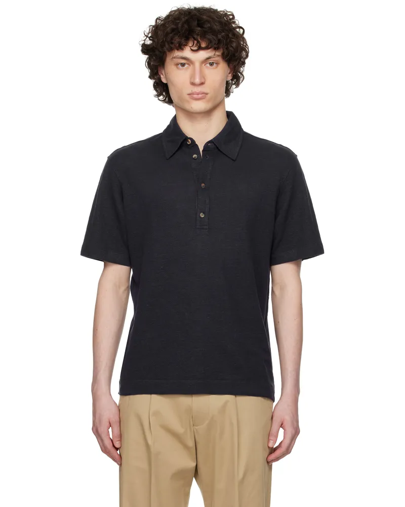 Paul Smith Navy Linen Piqué Polo 49