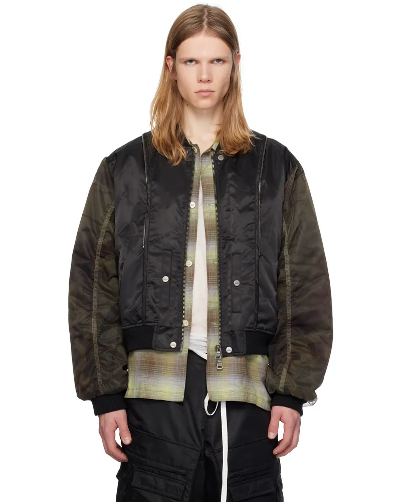 Andersson Bell Black Mesh Sleeve Bomber Jacket Black
